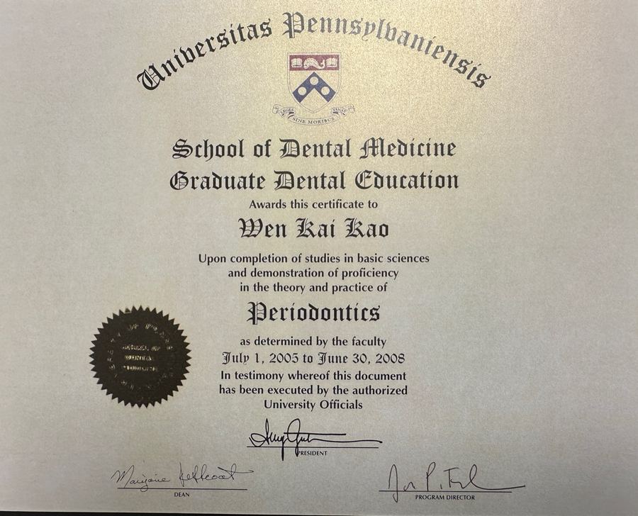 University of Pennsylvania certificate